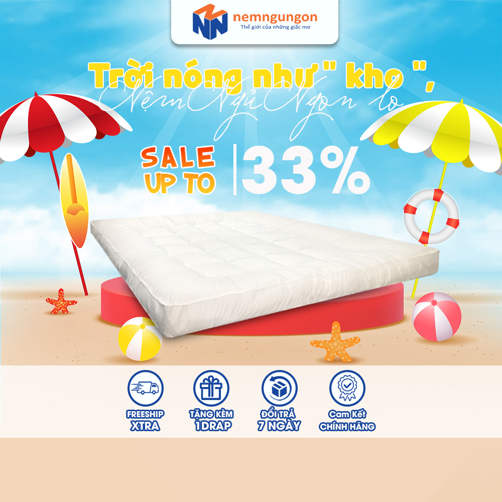 Nệm Topper, Tấm Topper Nệm Làm Mềm Nệm Tiêu Chuẩn Khách Sạn Cao Cấp 5 Sao Dày 10Cm đủ size
