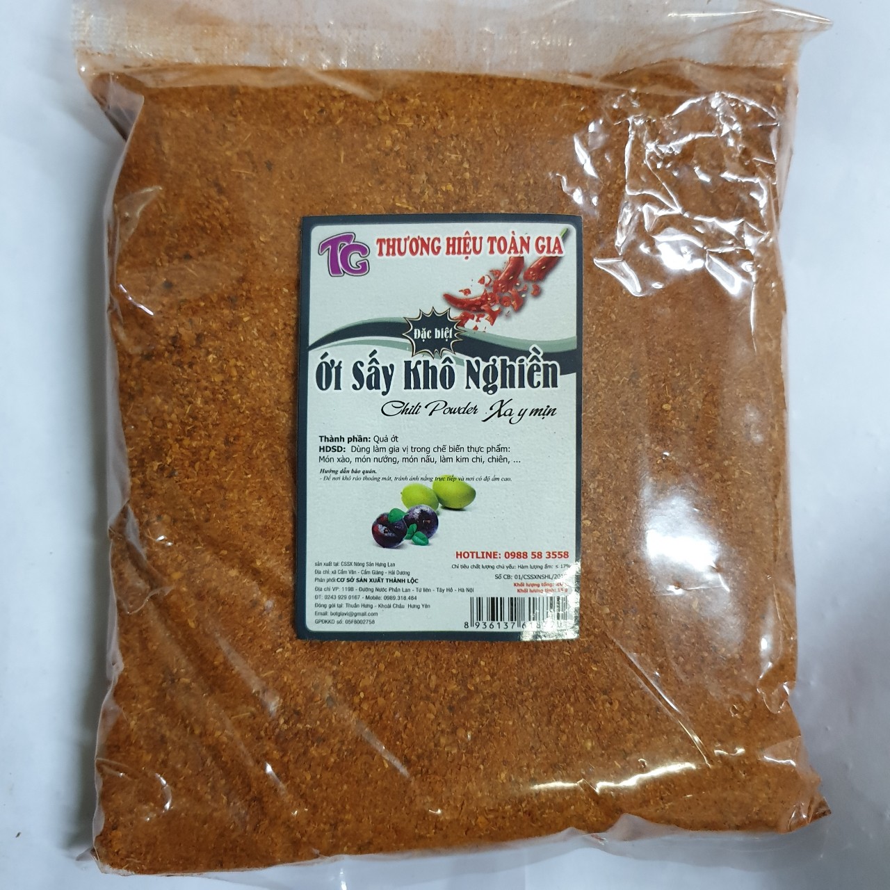 Bột ớt tấm nguyên chất cay thơm nồng gói 500gr