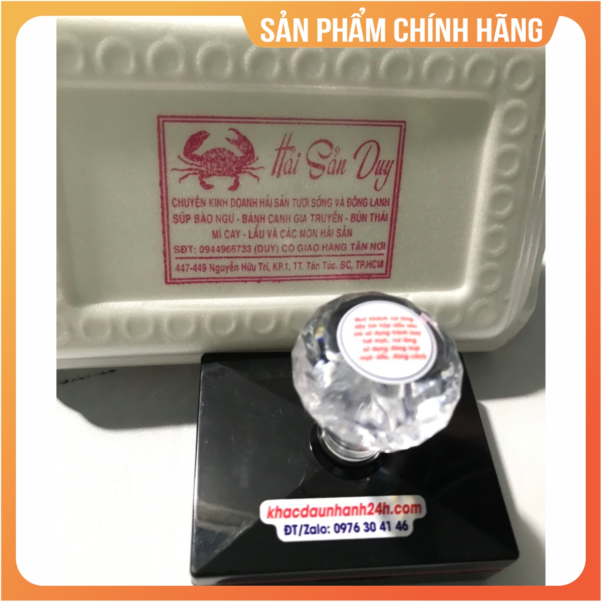 Khắc con dấu in hộp cơm, hộp nhựa...mực dấu in trên nhiều chất liệu