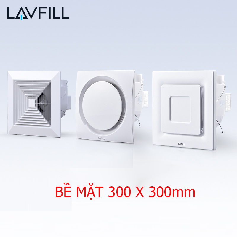 Quạt thông gió âm trần 300x300 mm, Quạt hút âm trần nhà tắm, quạt thông gió nhà vệ sinh với BỀ MẶT QUẠT DẠNG LƯỚI THÔNG THƯỜNG, KHÓ vệ sinh, Bám bẩn, không ồn hãng LAVFILL LFCV-16A