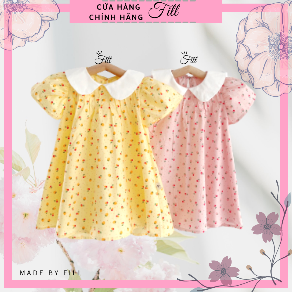 Đầm mùa hè cho bé cổ sen tròn tay phồng váy chất mát mịn - VB03