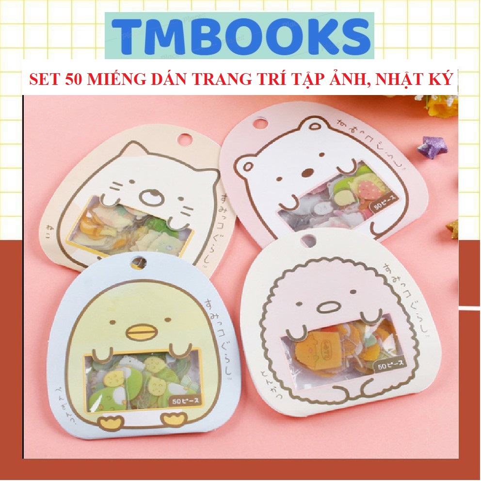 Set 50 miếng dán trang trí tập ảnh/nhật ký/sổ lưu niệm dễ thương DIY