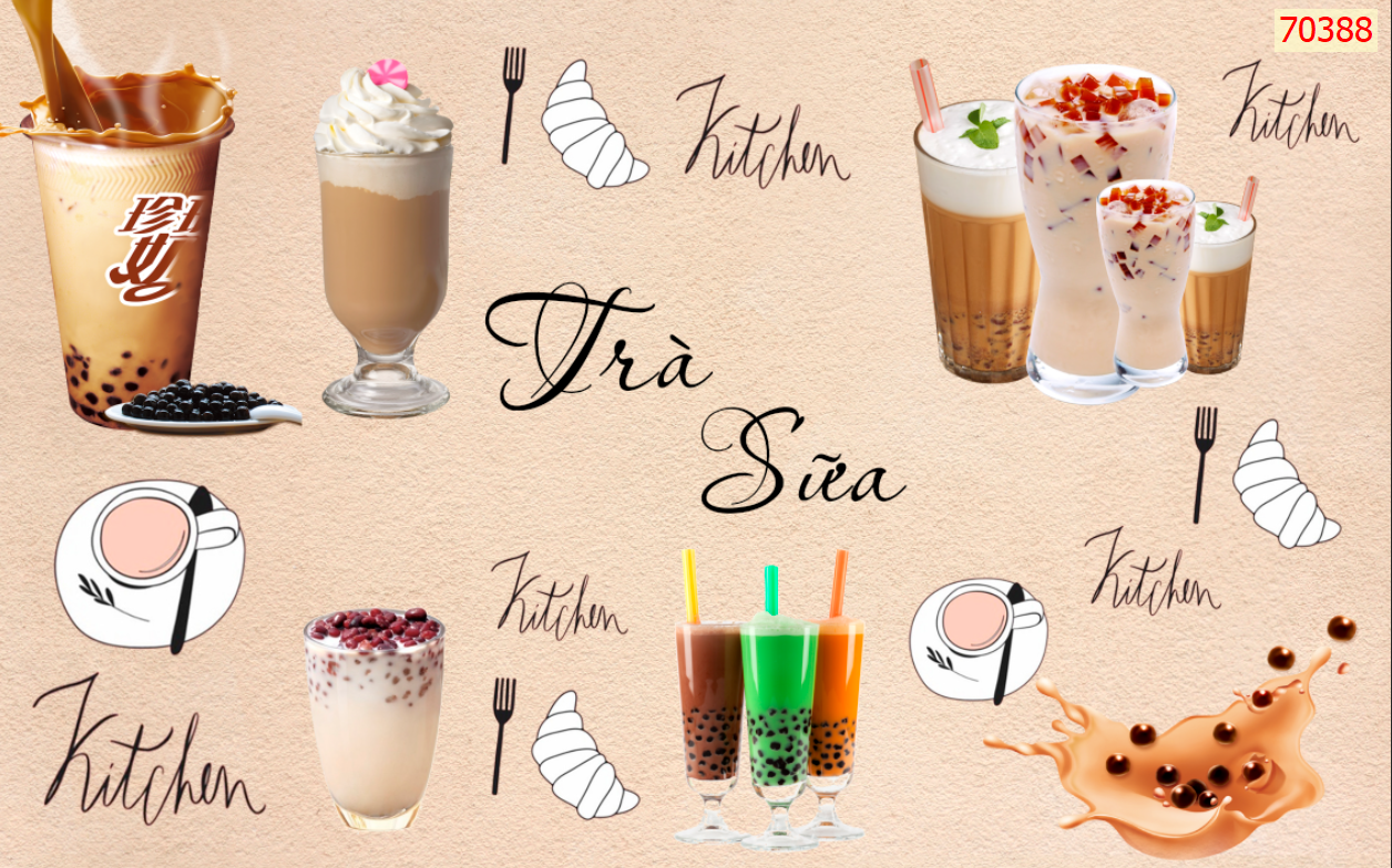 tranh dán tường 3d trang trí quán cafe atk22