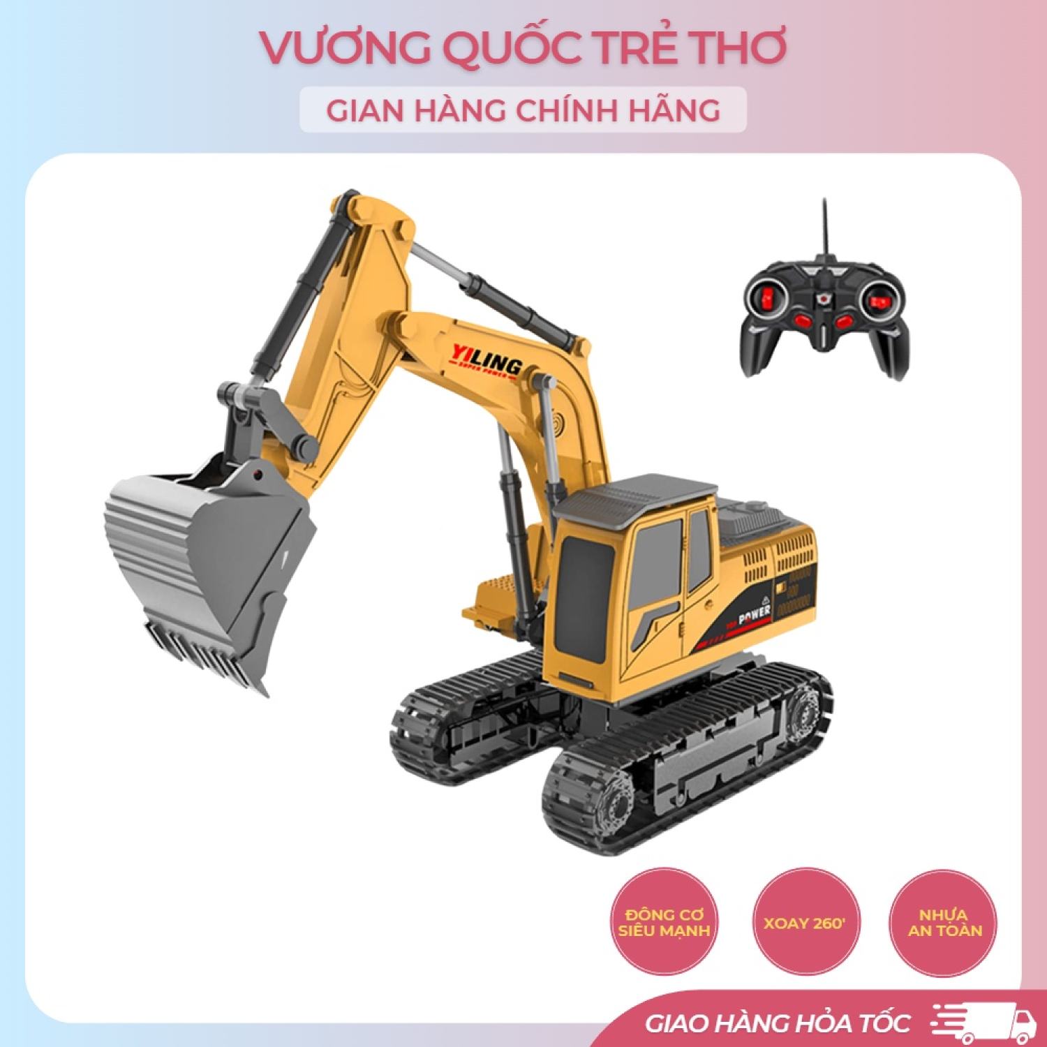 Xe Cẩu Múc Điều Khiển Từ Xa Pin Sạc Siêu Mạnh Excavator Vuongquoctretho, Xe Điều Khiển Từ Xa Tỉ Lệ 1:24