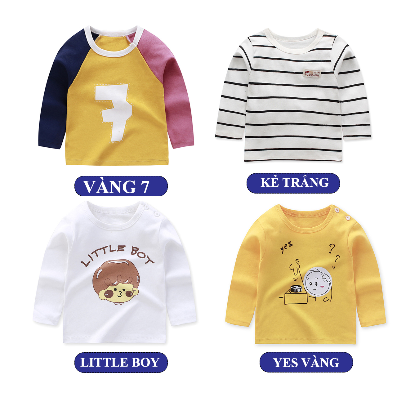 Áo thun bé trai dài tay bé trai bé gái chất cotton mềm AD6