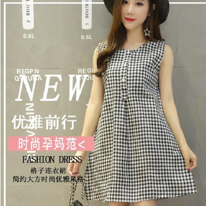 Váy Bầu Mùa Hè Kẻ Ô Cá Tính HQC Pa 35