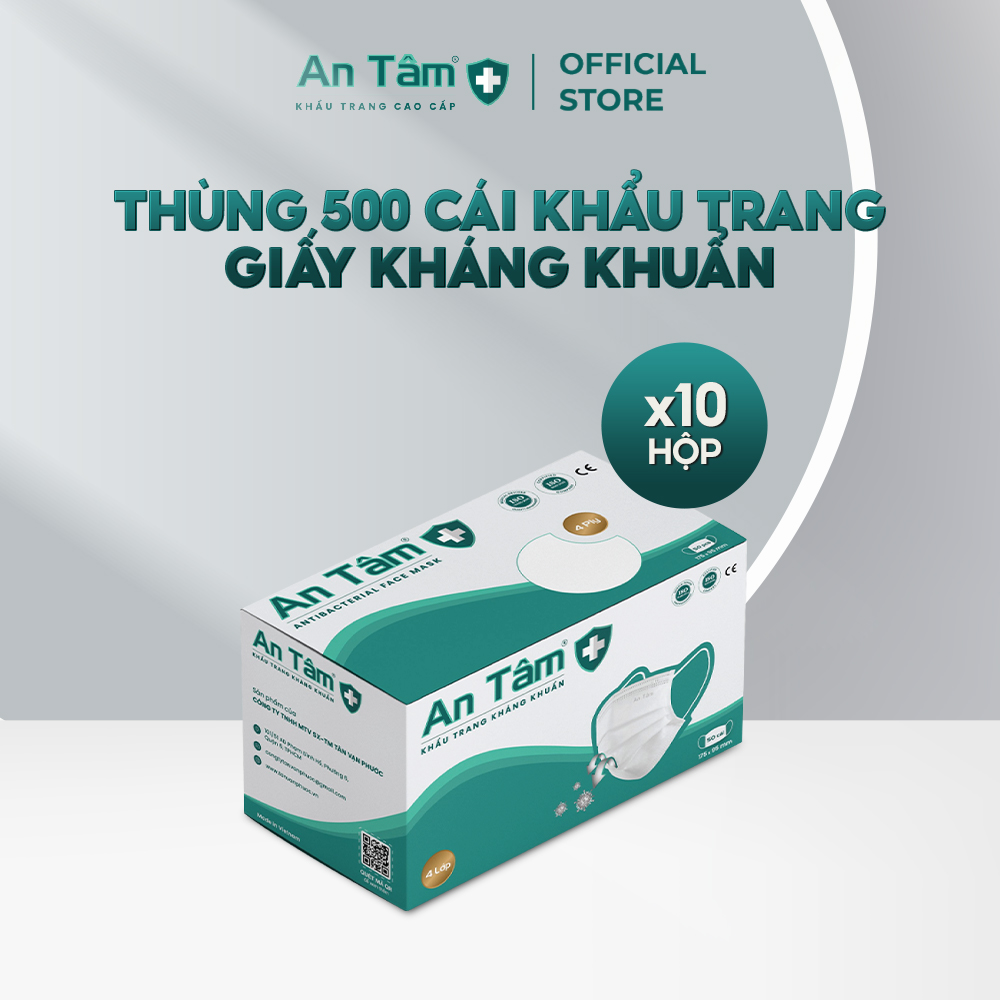 Thùng 500 cái - khẩu trang y tế 4 lớp giấy kháng khuẩn - chính hãng an tâm