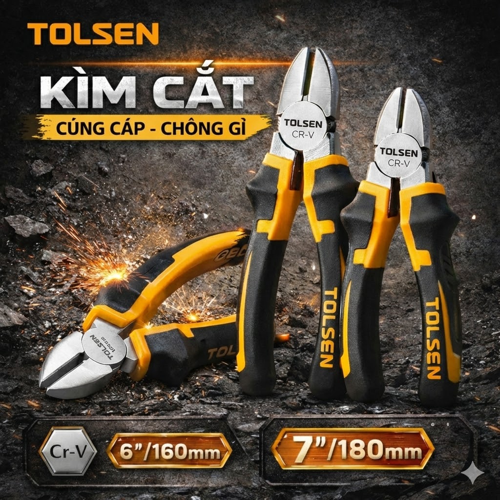 Tolsen Cutting Pliers, Diagonal Pliers for Cutting Electrical Wires, Multi-Purpose Hand Tools for Electricians