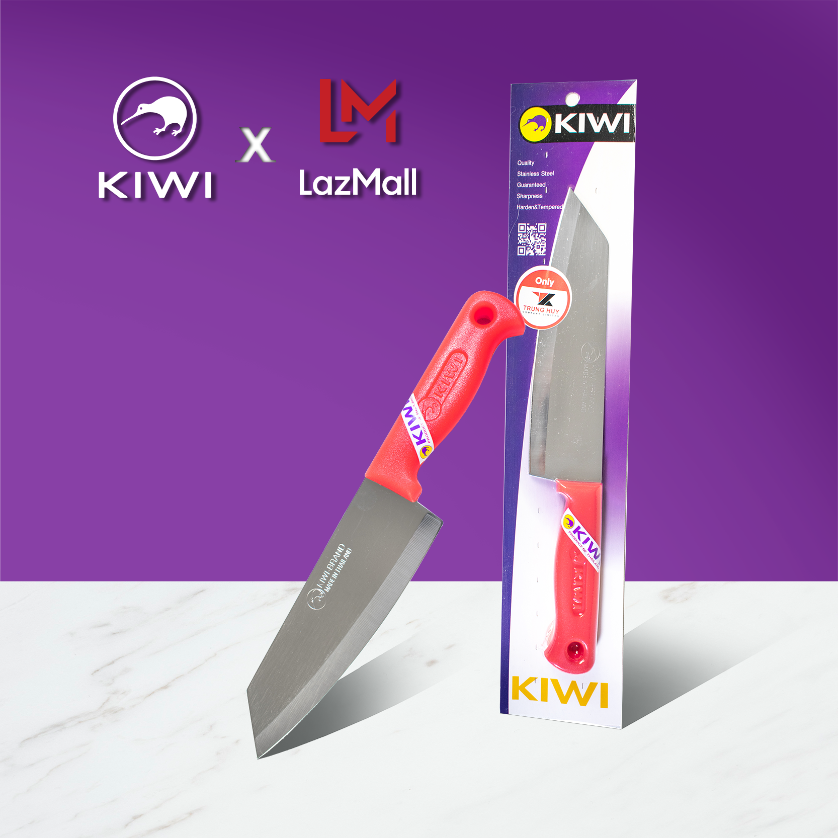 Dao nhà bếp 6.5" cán nhựa đỏ kiwi thai lan - r171p