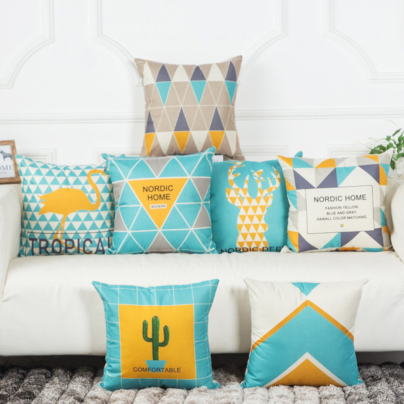 Vỏ Gối tựa lưng sofa xanh ngọc Tropical