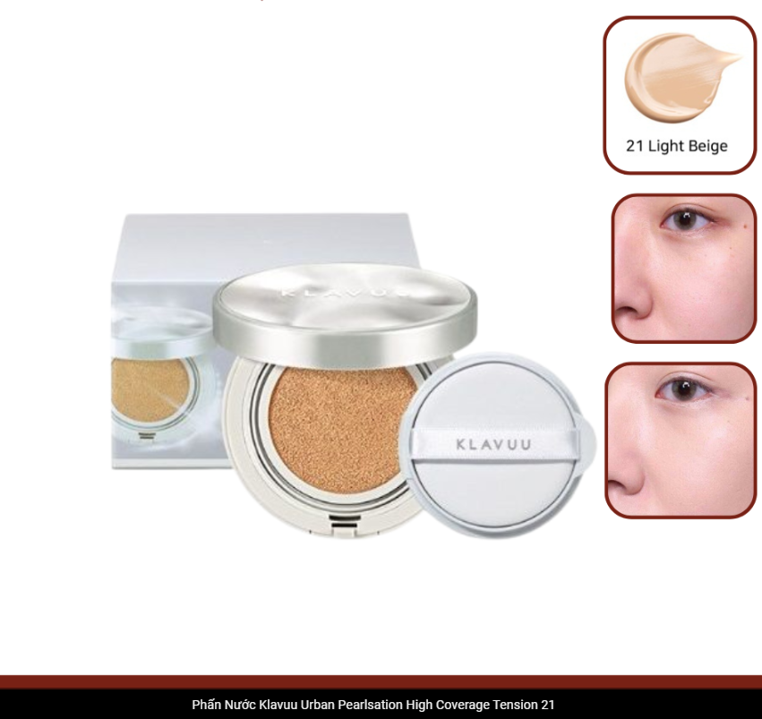 Phấn Nước Klavuu Urban Pearlsation High Coverage Tension 21-23