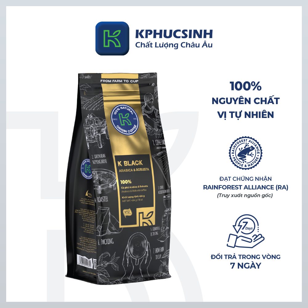 Cà phê hạt rang K Coffee 100% Robusta Arabica nguyên chất cà phê đậm vị K