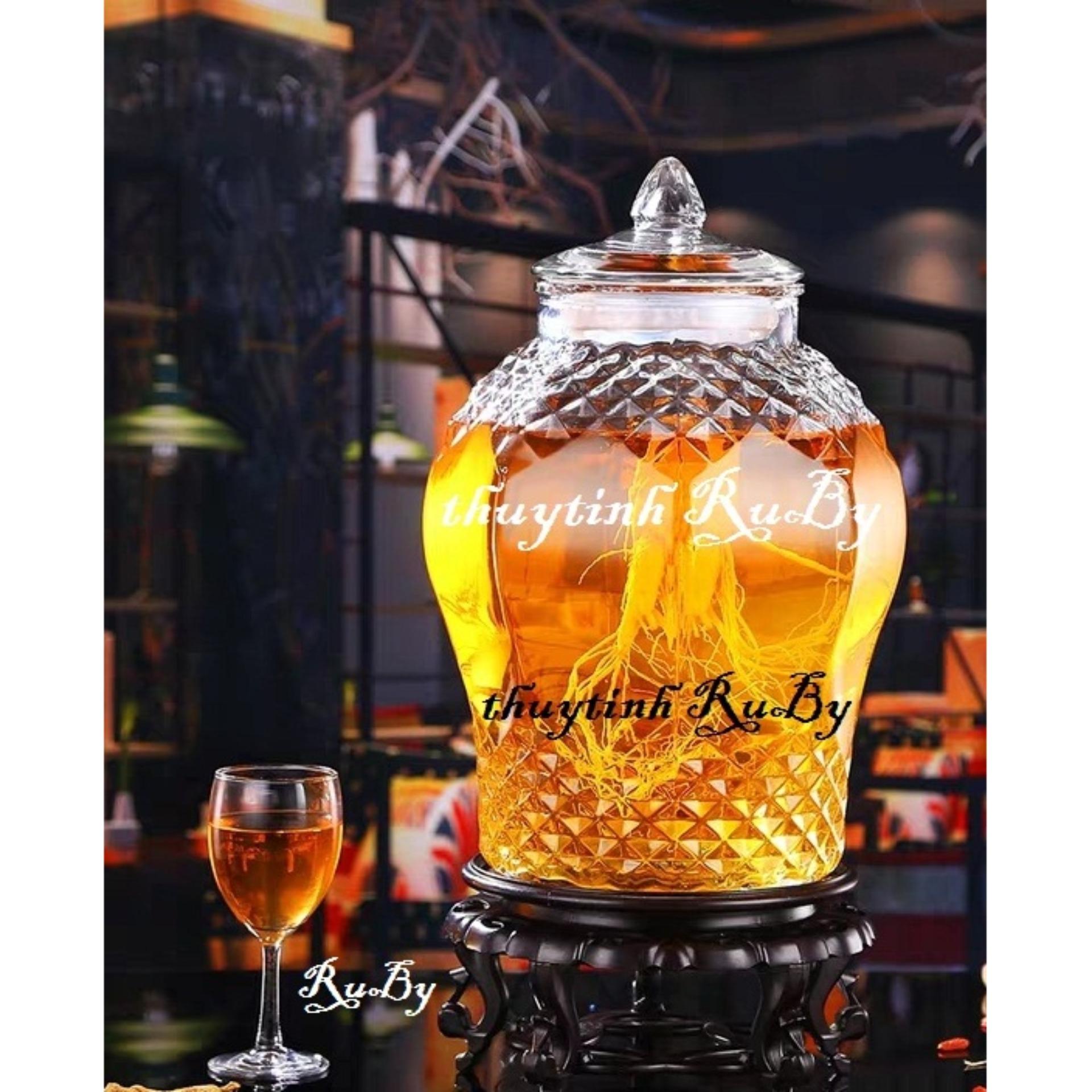 Bình Ngâm Rượu Thủy Tinh 10 Lít (Không Vòi, Không Đế) 8833, Bình Đựng Rượu Thủy Tinh, Hủ ngâm rượu, Bình ngâm Sâm