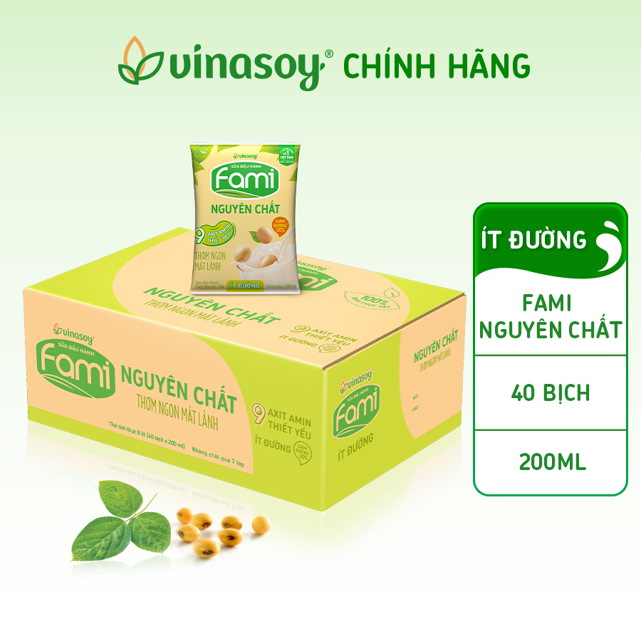 Thùng sữa đậu nành Fami Nguyên chất ít đường