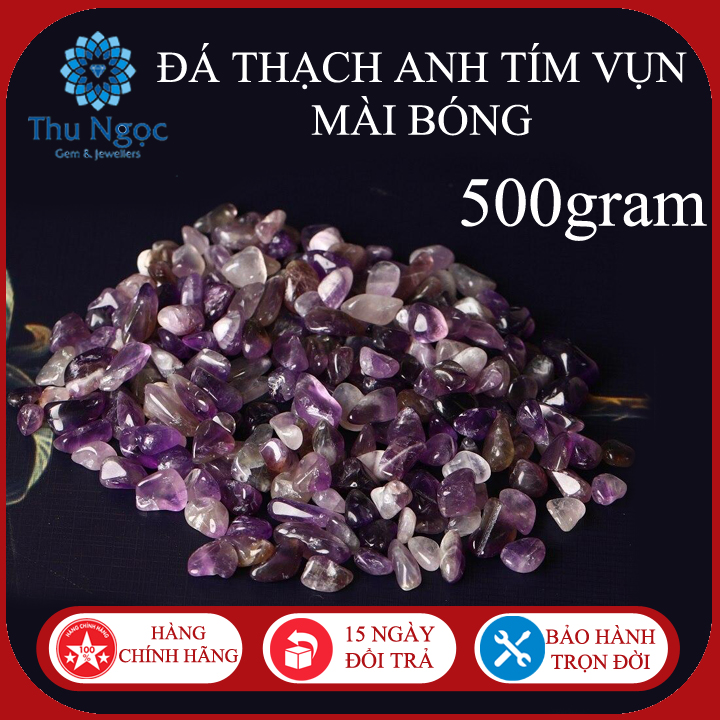 đá thạch anh vụn tím đá tự nhiên 500gram phù hợp cho rải nền nhà nhà, đá trang trí hồ cá