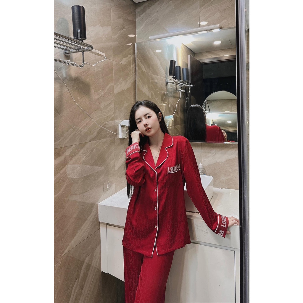 Đồ ngủ, pijama nữ tay dài lụa gấm 2 màu cực sang - đồ bộ freesize