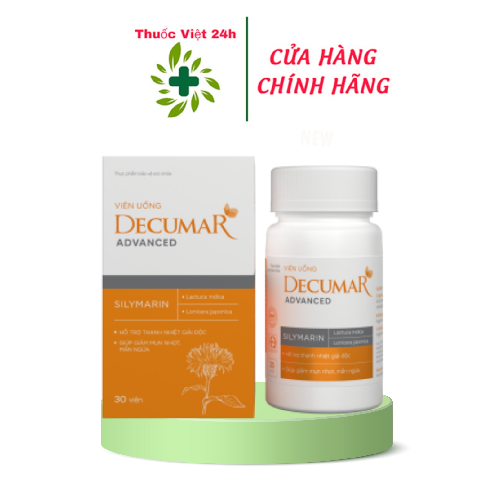 Viên uống decumar advanced - giảm mụn, da sáng mịn - hộp 30 viên - thuocviet24h