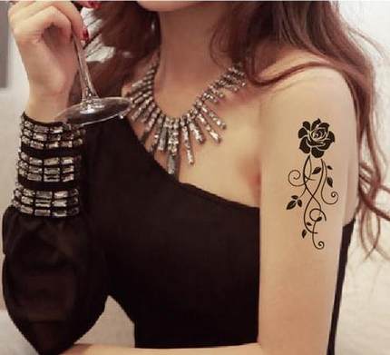 [HCM]Combo 6 tấm hình xăm dán 10x6cm hoa hồng trắng đen MX-531 và X-387 (tặng 2 tấm đồng size khi mua từ 2 tấm)