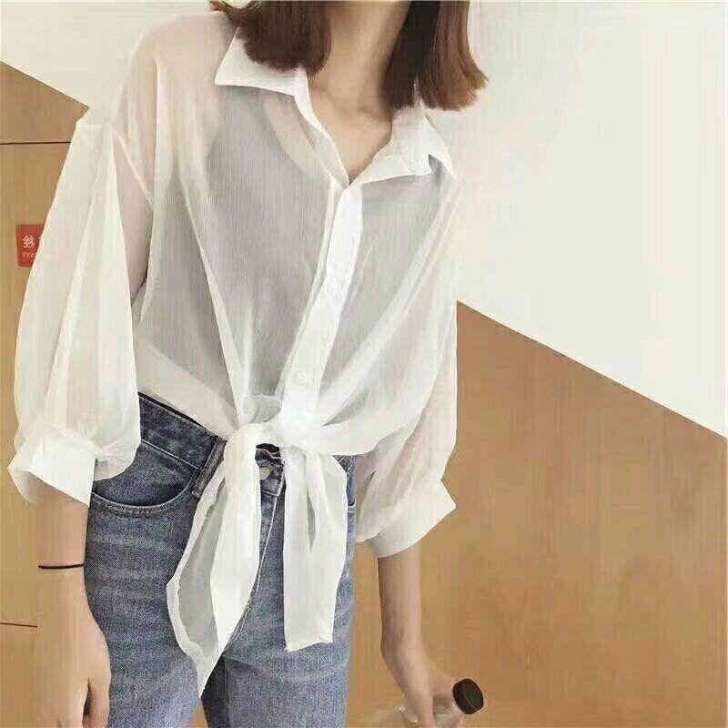 [HCM]Áo khoác sơ mi voan vải mặc thoải mái có size to dưới 68kg