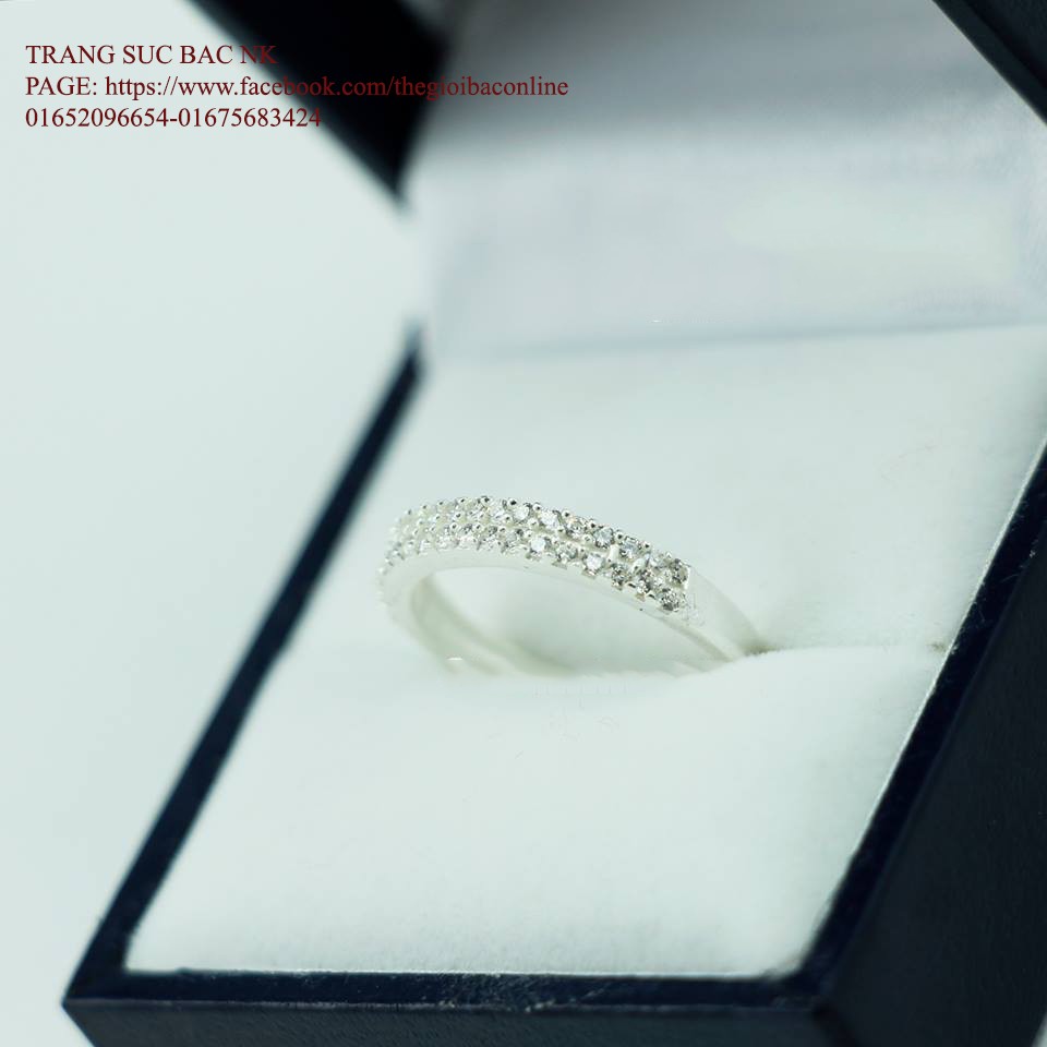 NHẪN 2 HÀNG ĐÁ ĐƠN GIẢN BẠC TA