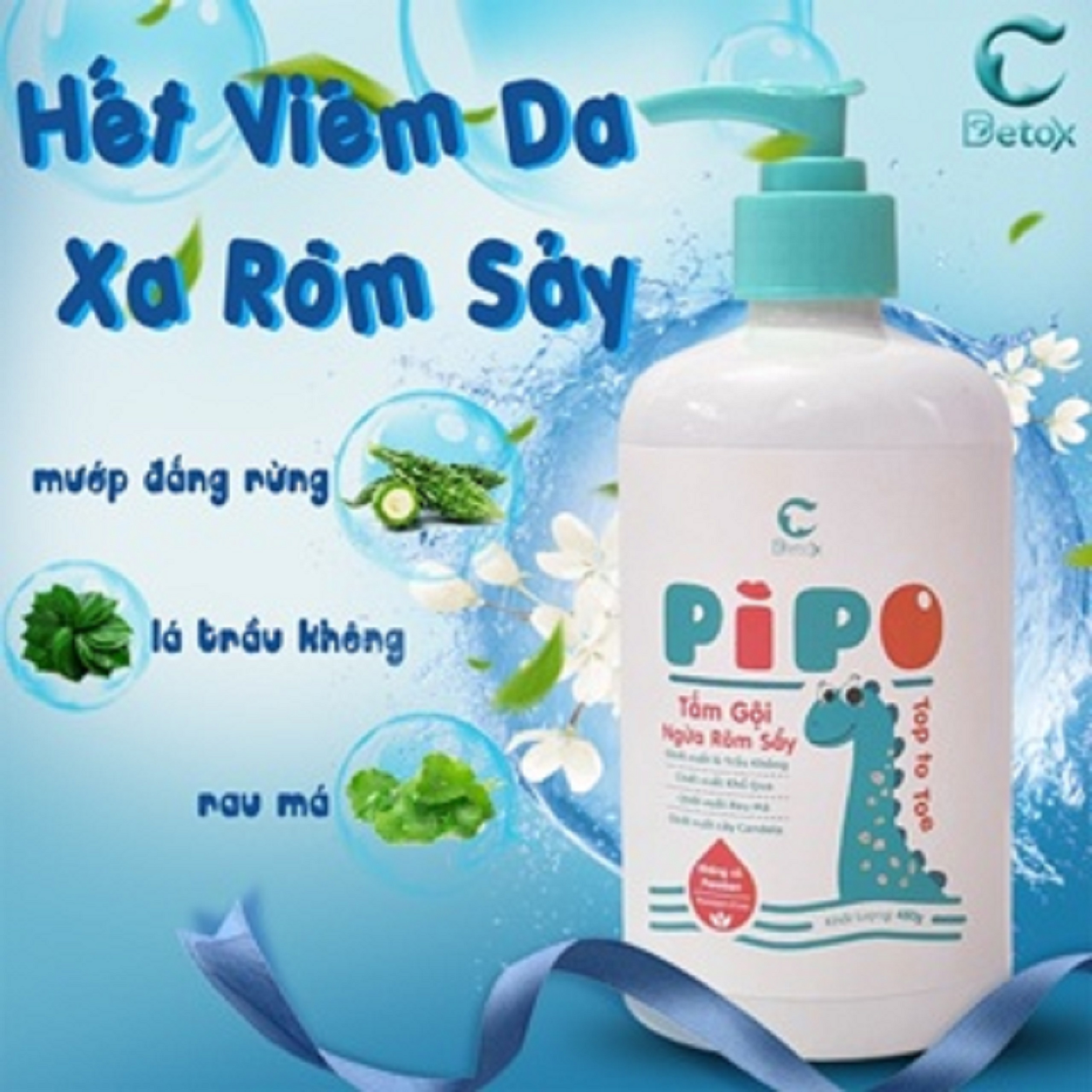 Sữa Tắm & Gội Ngừa Rôm Sảy C-DETOX PiPo Top To Toe chai 450mL