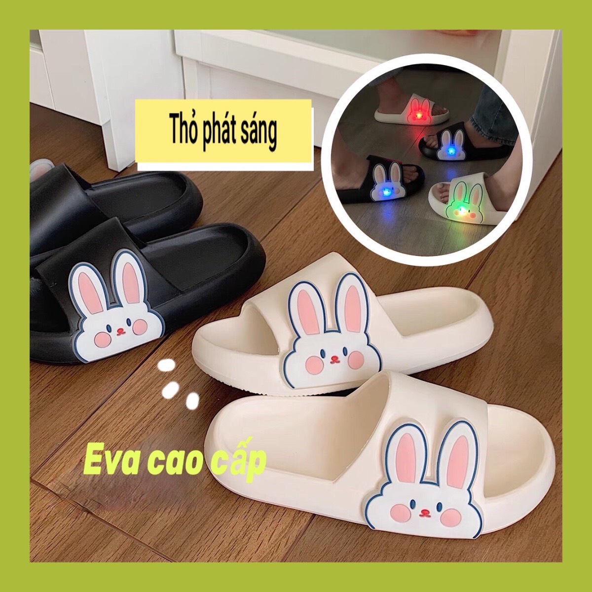 Dép đi trong nhà đế dày có đèn LED phát sáng cực đẹp-Dép gấu, thỏ phát sáng cực hot