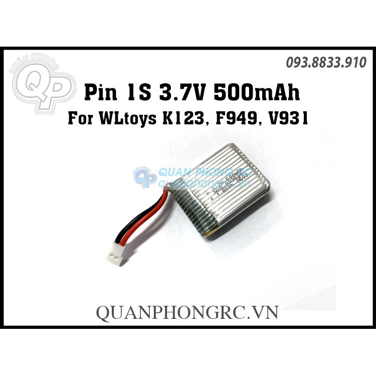 Pin 500mAh 1S 25C dành cho máy bay điều khiển từ xa WLtoys K123 F949 V931