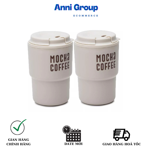 HCM-Combo bộ 02 Ly cốc có nắp tiện lợi giữ nhiệt nóng lạnh đều được 320ml chất liệu nhựa PP - TRẮNG