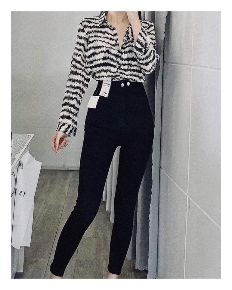Quần jean nữ cạp lệch 2 khuy mẫu mới