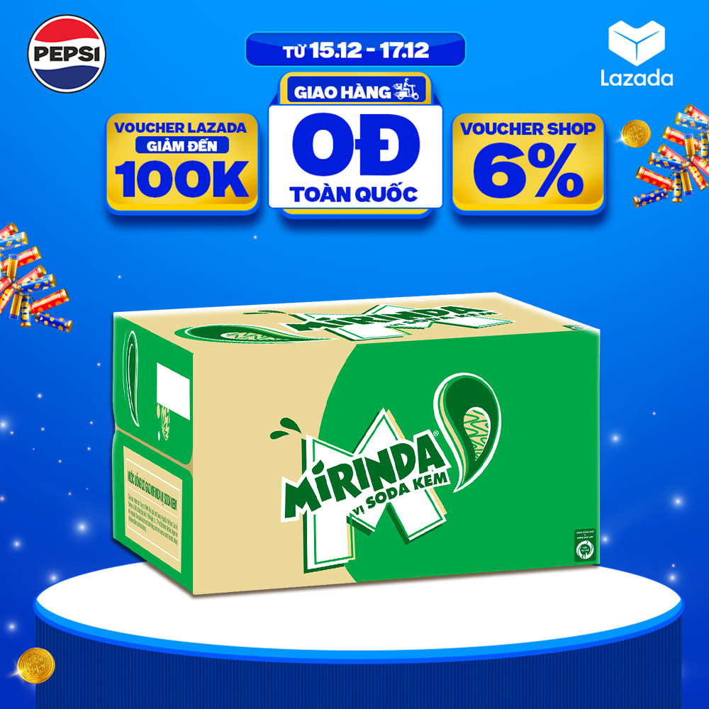   SALE 15.12  Thùng 24 Chai Nước Ngọt Giải Khát Có Gaz Mirinda Soda Kem  390ml chai  