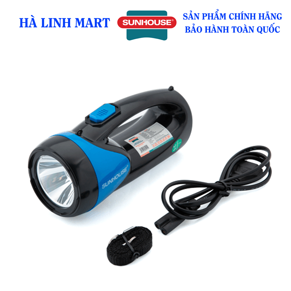 Đèn pin xách tay 2 chức năng Sunhouse SHE-8200, Đèn pin cầm tay, Đèn pin siêu sáng, Thời gian chiếu sáng kéo dài 3.5 giờ liên tục, Bóng đèn LED siêu sáng, Bảo hành 6 tháng