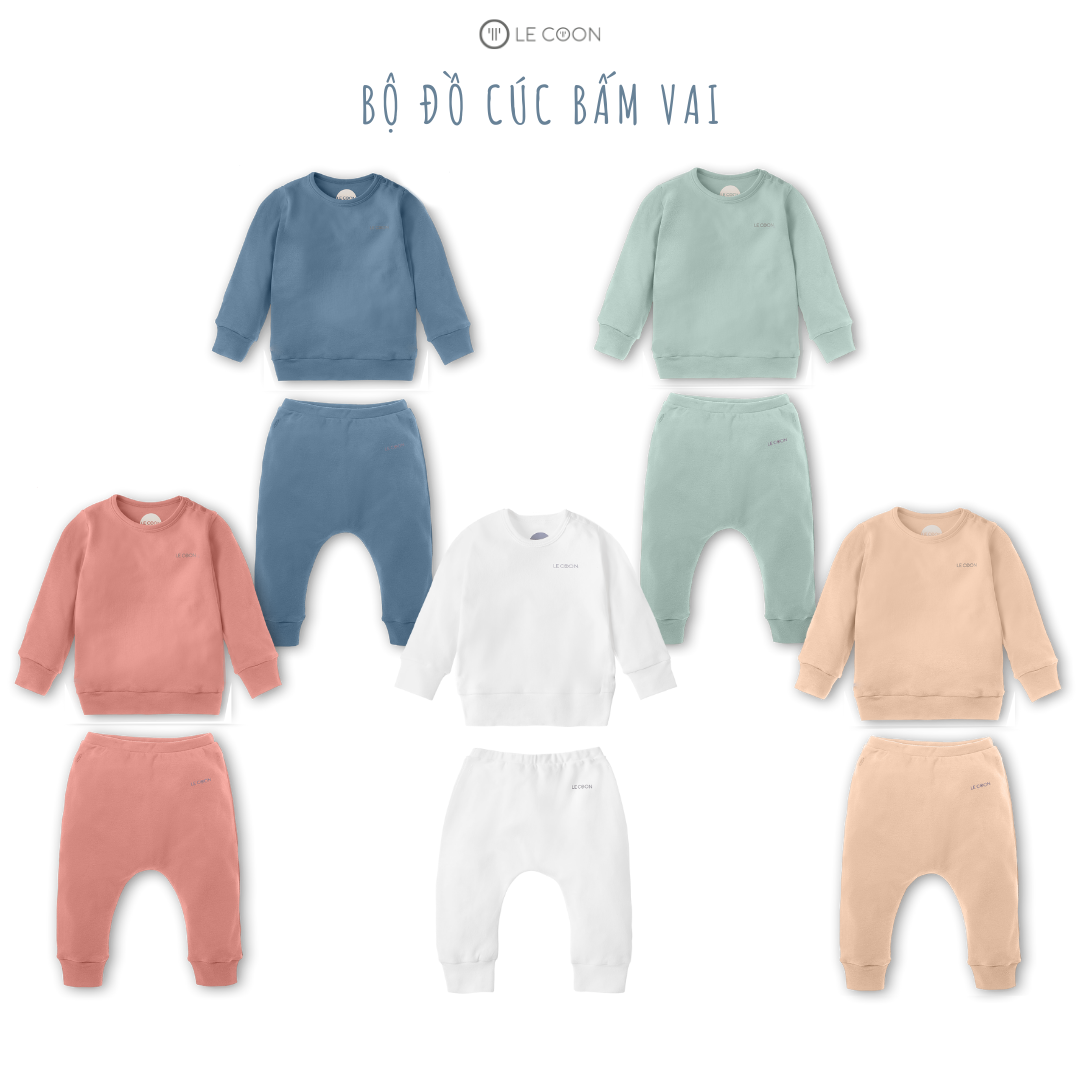 Le coon | bộ đồ cúc bấm vai dài tay | comfy | 6 tháng -3 tuổi