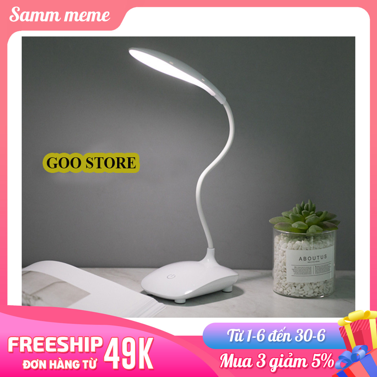 ( Đèn 2 Trong 1 ) Đèn Học Để Bàn Chống Cận Cảm Ứng Tích Điện Khi Mất Điện