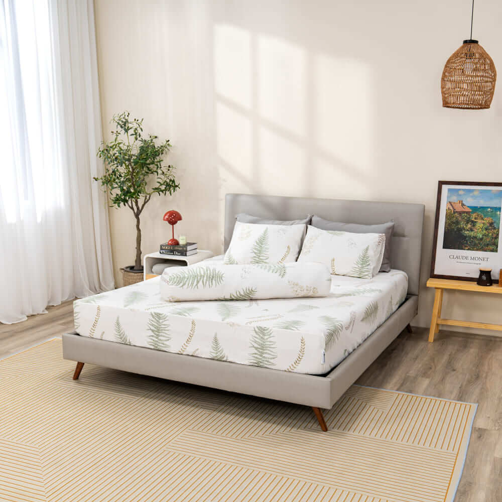 Bộ ga chun tencel Amando Celia 4CT thoáng mát, chống nhăn hiệu quả, nhanh khô sau khi giặt