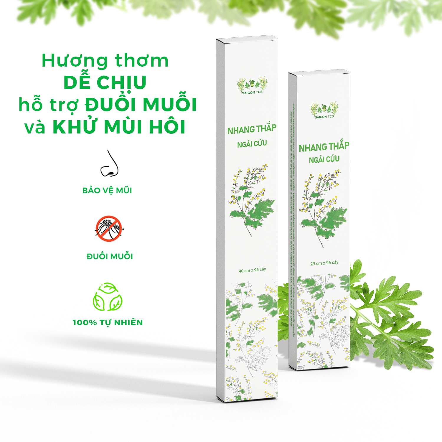 NHANG - HƯƠNG NGẢI CỨU 29cm - SÀI GÒN TCS - NHANG THẮP NGẢI CỨU ĐƯỢC LÀM 100% TỪ CÂY NGẢI CỨU - Không keo kết dính