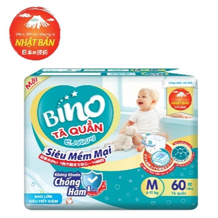 Tã Quần Bino Bịch Đại M60 L54 Xl48 XXL44 Miếng - Mềm Hơn, Thấm Hút Tốt Hơn