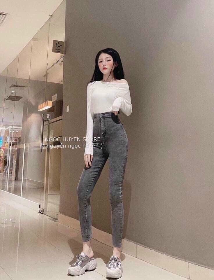 [HCM]QUẦN JEAN NỮ MÀU XÁM TRƠN CỰC ĐẸP CHẤT BÒ CO GIÃN LƯNG CAO SIÊU TÔN DÁNG FORM CHUẨN MẪU MỚI THỎ TÂY SHOP94 JC28