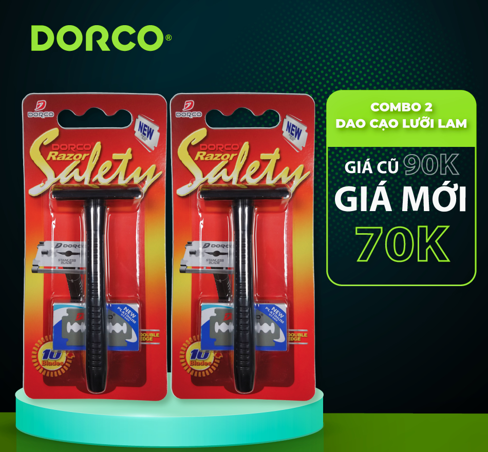  Combo 2 dao cạo râu lưỡi lam cao cấp DORCO Safety Razor kèm 20 lưỡi lam 