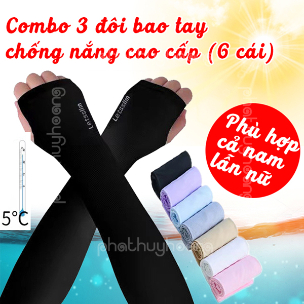 Combo 3 đôi găng tay chống nắng chất lượng cao ( Có cả màu nam và nữ ) giá rẻ chống nóng , 6 cái găng tay chống nắng AquaX hàng đẹp và có chất lượng , đồ chống nắng , áo chống nắng , chống nóng - Phát Huy Hoàng