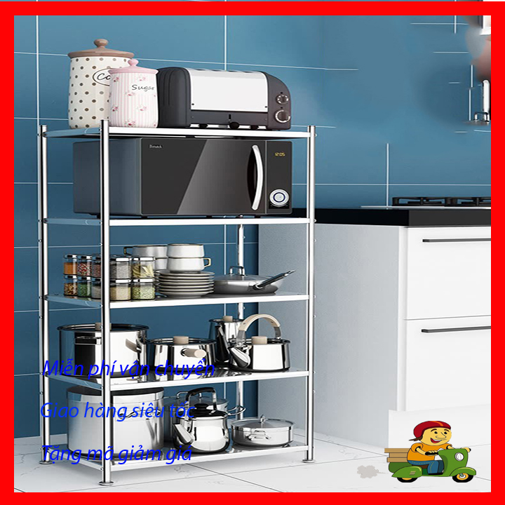 Kệ kể lò vi sóng inox 304 53x75x35, Kệ bếp inox 3 tầng