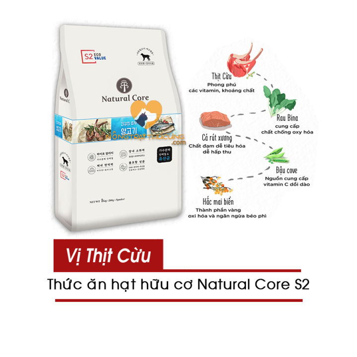 Hạt hữu cơ natural core s2 cho chó - 1kg/6kg - nôngtrạithúcưng.com