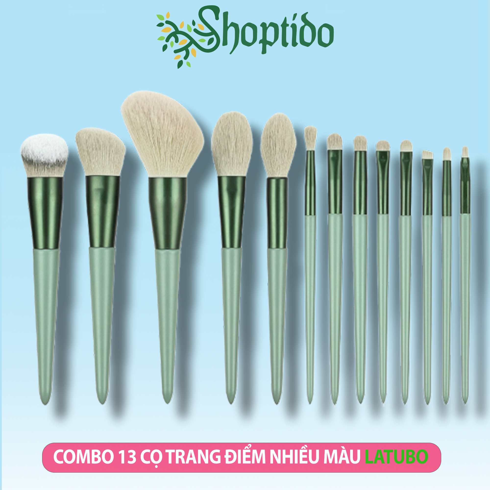 Bộ cọ trang điểm cá nhân cao cấp 13 cây Fix+ màu xanh/ màu hồng Pastel trendy