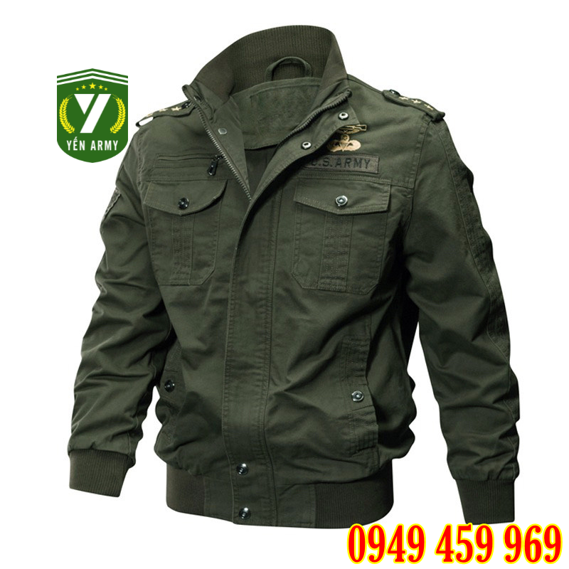 Áo Khoác Lính Nam - Áo Khoác Kaki Nam Túi Hộp Phong Cách Lính Mỹ Màu Xanh Rêu / Đen - Mã AK8003