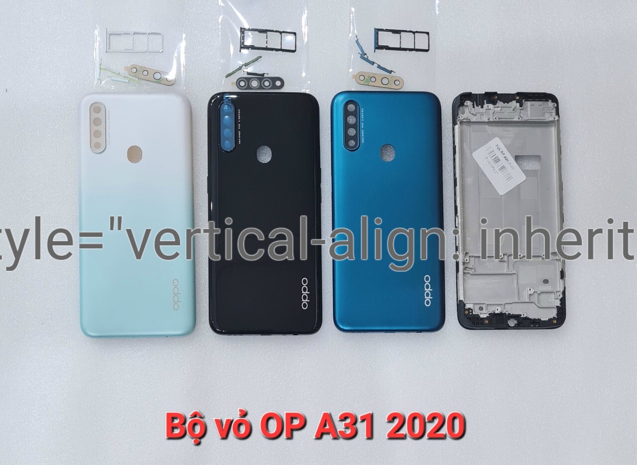 Vỏ Oppo A31 2020 (gồm nắp lưng, viền sườn, khung xương, kính cam, nút bấm, khe sim)