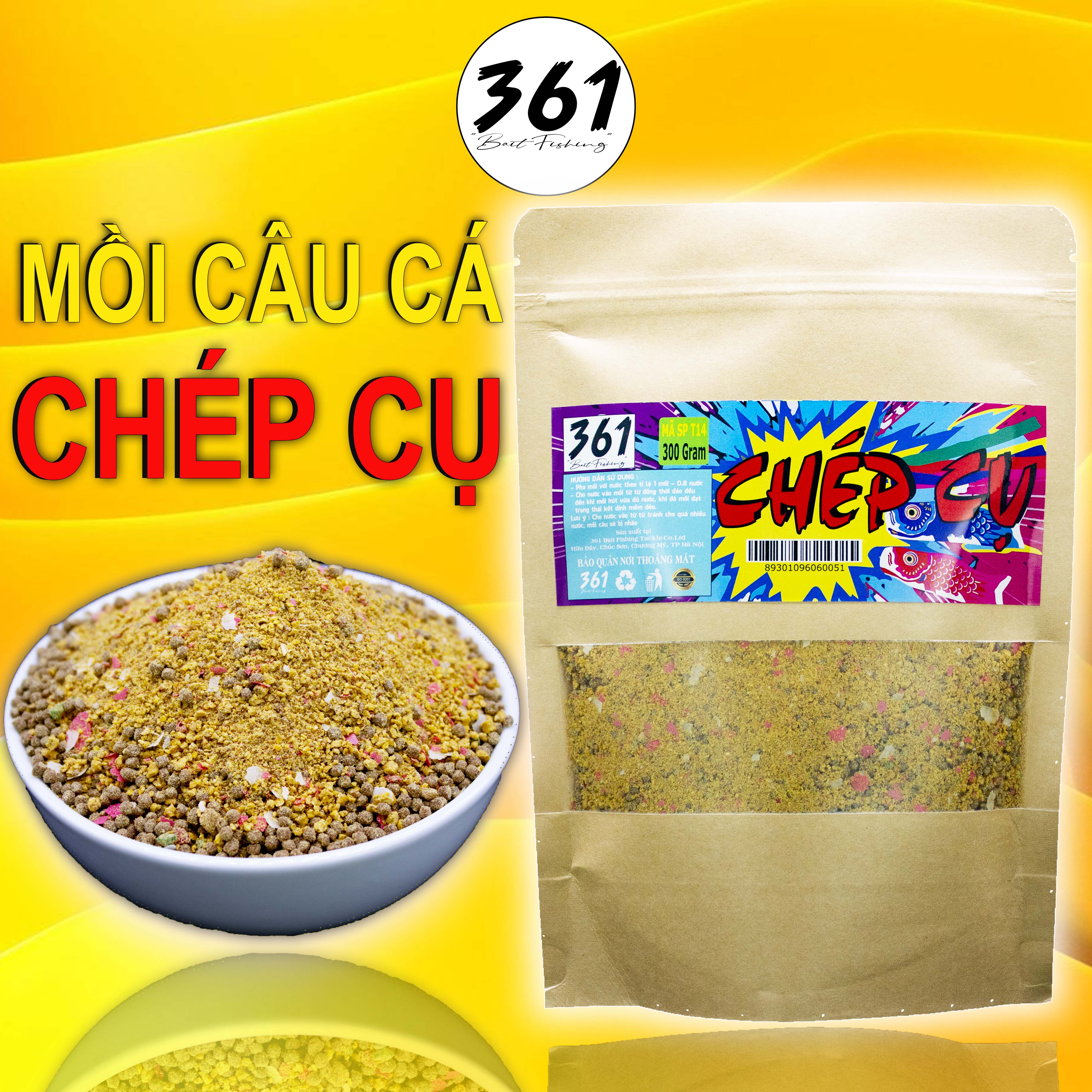 Mồi câu chép cụ 361. mồi câu chuyên chép lớn. thành phần ngũ cốc vàng siêu nhạy chép. hương vị mồi câu truyền thống việt