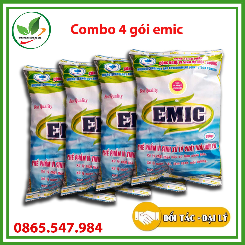 Combo 4 gói. Chế phẩm sinh học hữu cơ EM-EMIC. Gói 200gr