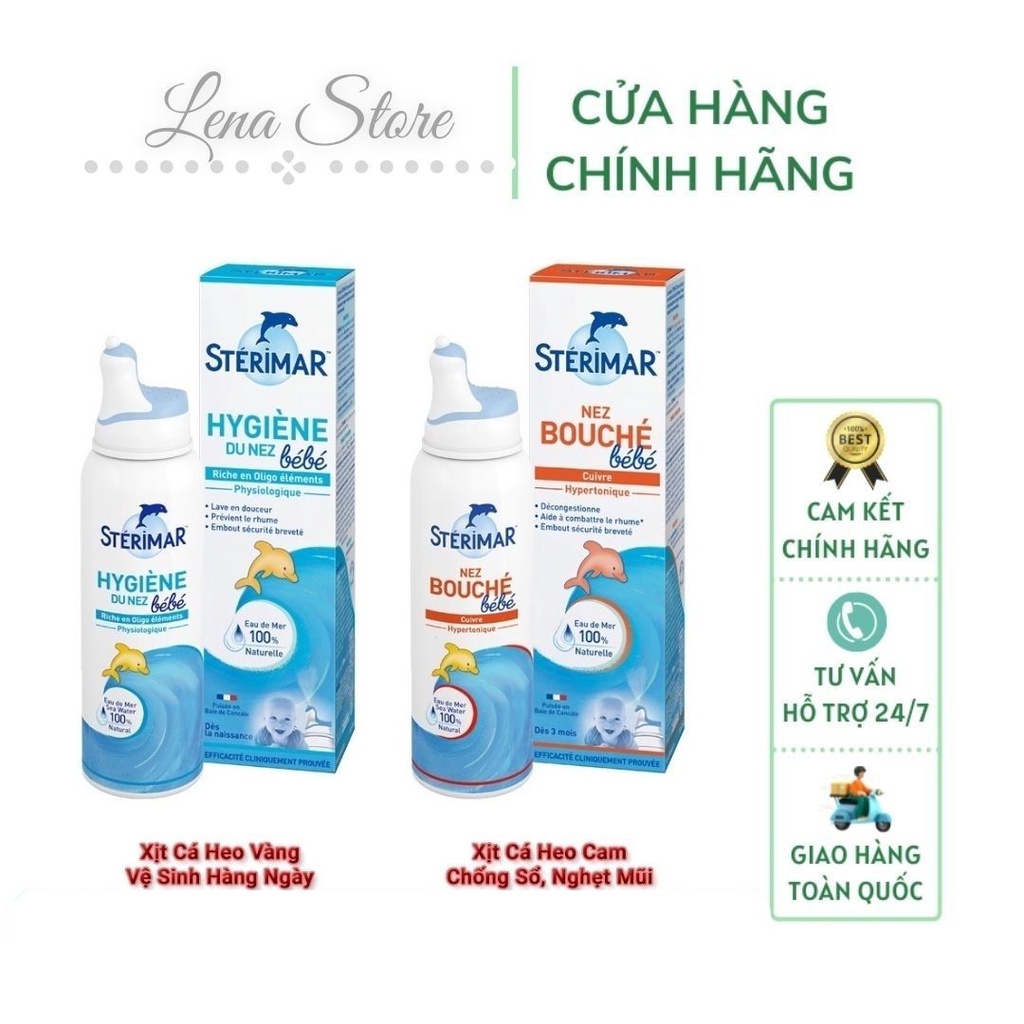 Xịt muối biển cá heo vàng và cá heo cam s.t.e.r.i.m.a pháp cho bé 100ml