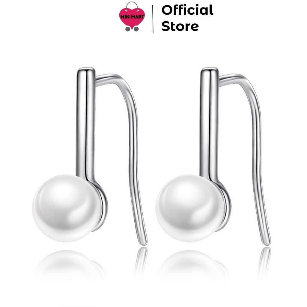 Bông tai móc câu bạch kim hoa tai đính ngọc trai nhân tạo xinh xắn E00062