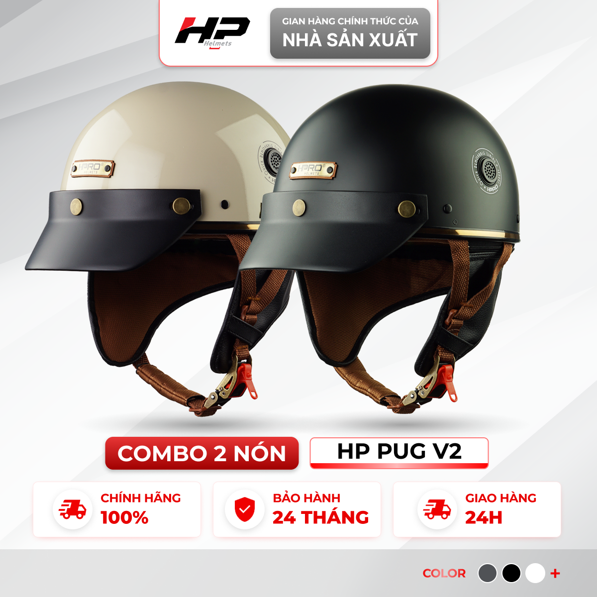 [Manufacturer] Combo of 2 Hp Helmets Hp Pug V2 Helmets Compact Form, Comfortable to Wear, 24-Month Warranty Giá 270,000 Đồng*Miễn phí vận chuyển