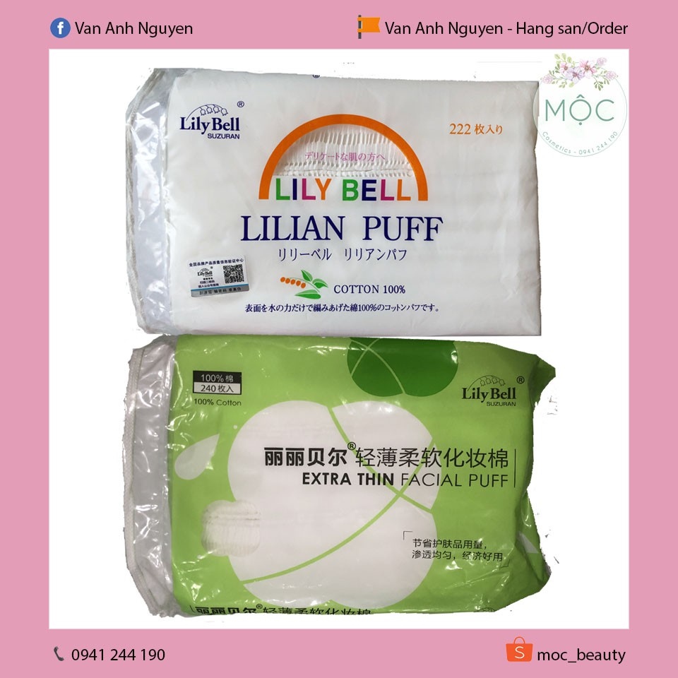 ◘۩✎ Bông tẩy trang Lily Bell 222 Miếng và 240 Miếng